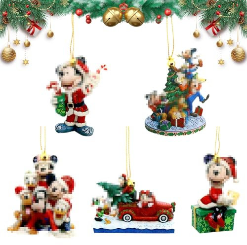 5 Stücke Weihnachtsschmuck Anhänger, Mouse Hängende Ornament, Weihnachtsbaumschmuck, Flache Acryl Weihnachtsbaumschmuck, Weihnachten Ornament, für Weihnachten deko, Festlich dekorativ