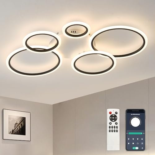 Tetipa LED Deckenleuchte Dimmbar, 60W-120W Deckenlampe LED Wohnzimmerlampe mit Fernbedienung APP Farbwechsel, Moderne Wohnzimmerlampe Dimming Deckenbeleuchtung Schlafzimmerlampe