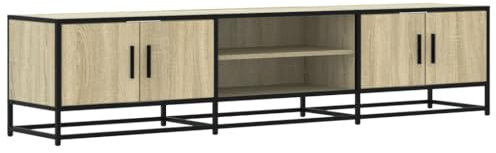vidaXL TV Schrank, Fernsehtisch mit Stauraum Metallgestell, Fernsehschrank für Wohnzimmer, TV-Regal Lowboard für Fernseher, Sonoma-Eiche Holzwerkstoff