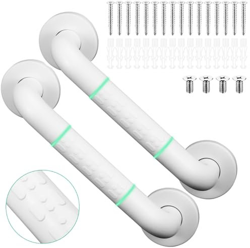 Barre Lot de 2 d'Appui pour Personnes Âgées, Barre de Maintien Douche 30cm, Barre de Maintien WC Pour Salle de Bain en Acier Inoxydable, Barres d'appui de Salle de Bain, Blanc