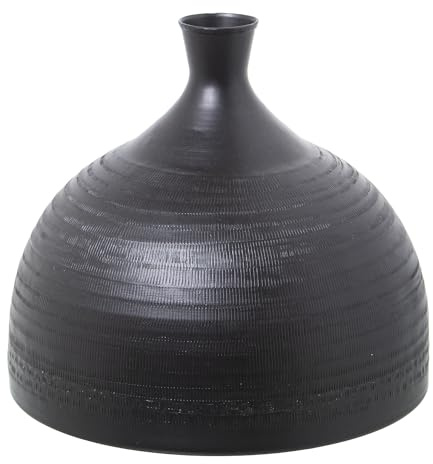 JARRÓN ALUMINIO TALLADO NEGRO_°29X25CM