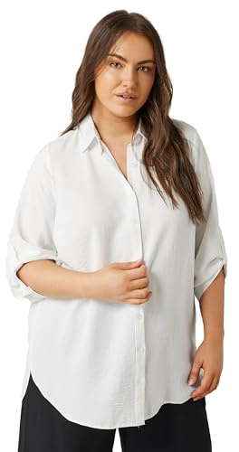 EVANS Curve Tab Sleeve Shirt - Women's - Plus Size Curve White