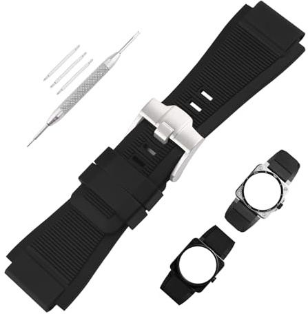 Topuly Gummi-Uhrenarmband, 24 mm x 33 mm, kompatibel mit Bell & Ross B&R BR-01 BR01 BR-03 BR03 Taucheruhrmodellen, Silikonarmband, Wirstband, Zubehör, Ersatz für Damen und Herren