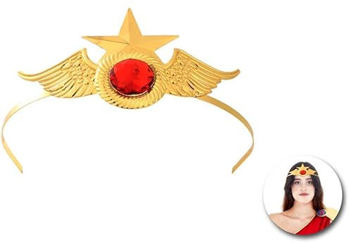 Partilandia Superheldin-Stirnband mit goldenen Flügeln (Einheitsgröße)
