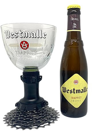 Westmalle, Westmalle Trappist Bierglas auf Fahrrad-Zahnrad, Einzigartiger Kelch mit Schaltwerk, Belgisches Design-Unikat