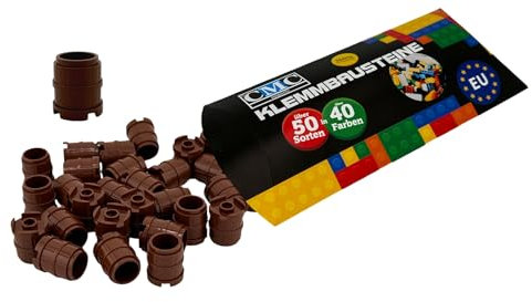 CMC imports 10 Klemmbausteine Holzfass Tonne Fass Barrel 2489 Behälter Bausteine 2x2 Noppen mit Kompatibel Bricks Fässer Eimer (090 - Braun)