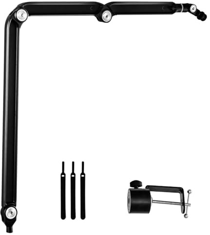 CROWNSHOP Microphone Boom Arm AK-65 Mic Arm Desk Adjustable Compact Mic Suspension Microphone Stand Mic Stand Boom Scissor Arm Stand for Mics