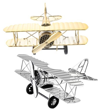 PRETYZOOM Metall-Flugzeug-Modell-Set 2 Stück Eisenhandwerk Vintage- Büro- -enthusiasten