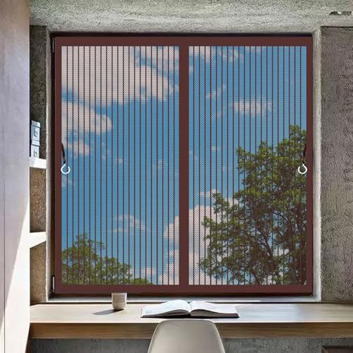 Zanzariera Magnetica 64 x 130 cm Rete Fine, Materiale Durevole Zanzariera con Magneti per Porte Facile da Installare per Soggiorno, Camera da Letto e Ingresso, Marrone