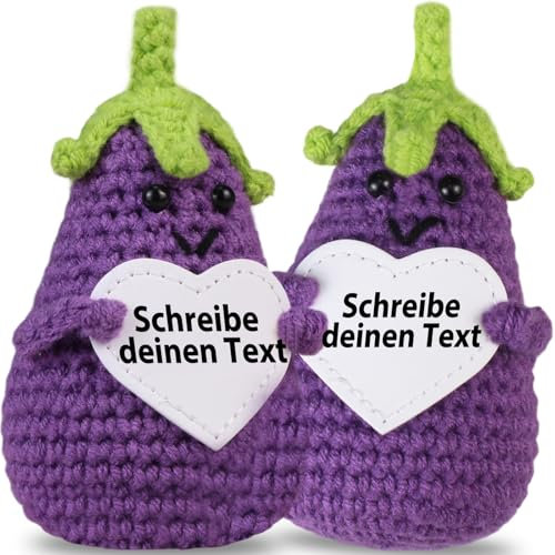 loongway Individuelle Lustige Auberginen-Häkelpuppe – Premium PP-Baumwolle-Kuscheltier als Originelle Geschenkidee