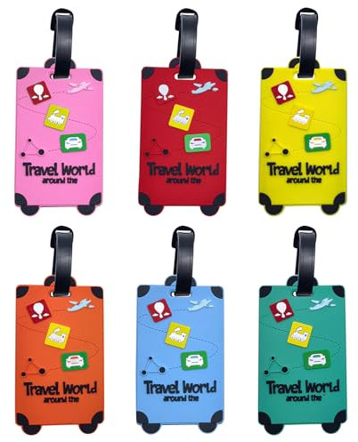 JSTHHTT 6 Pièces Étiquette Bagage, Étiquettes de Valise, avec Carte D'identification de Nom, pour Sac de Voyage Valise Sacs à dos (Motifs Géométriques)