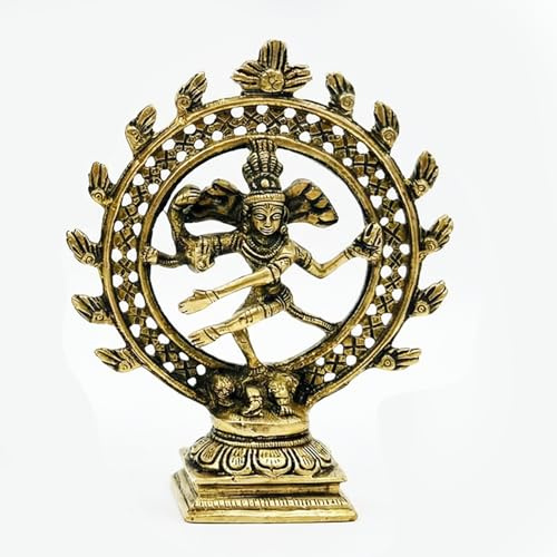 TUNTUN ENTERPRISES Lord Shiva Natraj Statue 17 cm, Handgefertigte Messing Skulptur, Spirituelles Geschenk, Dekorative Figur Für Zuhause & Büro, Bronze Finish