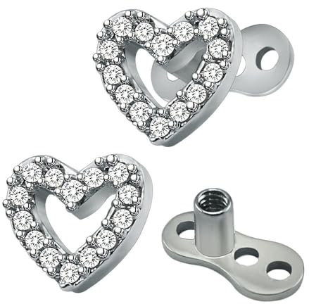 IMINI 2 Stück Dermalanker aus Chirurgenstahl mit 14 g Basis, mit | Körperpiercing, Zirkonia, hypoallergen, personalisierbar, mikrodermal, Schmuck, Geschenke für Frauen