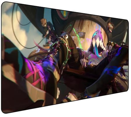 Arcane League of Legends - Tapis de souris de jeu - Grand tapis de souris XXL - 900 x 400 mm - Dessous en caoutchouc antidérapant - Bords cousus - Pour PC, grande protection de bureau étendue pour la
