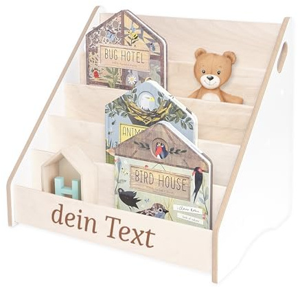 MAMOI® Bücherregal Kinder personalisiert mit Name – Kinderregal, Bücher-Organizer für Kinderzimmer Möbel, Büchergestell freistehend zur Aufbewahrung von Büchern, Bücherkiste