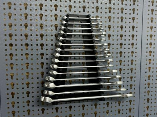 C3E Maulschlüssel und Ringschlüssel für Lochwand passend für Küpper Lochwand und Eurolochung 45 mm Eurolochwand - Alle Lochwände - Systemhalter - Lochwand Zubehör Werkzeugwand (15 Auflagen)