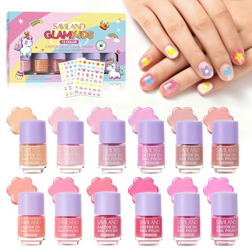 SAVILAND Nagellack Set: Pflanzenbasierter Giftfreier Nagellack in 12 Farben Abziehbarer Nagellack als Geschenk der Nägel