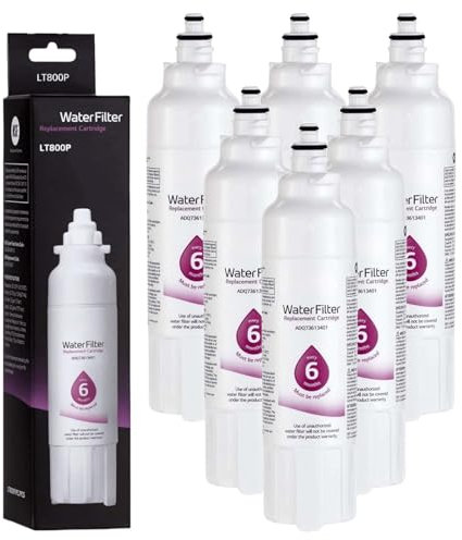 JKDND 6-Pack Compatible con LG LT800P Refrigerador Filtro De Agua De Repuesto ADQ73613401 ADQ73613408 ADQ75795104 Reemplazo Cada 6 Meses / 200 Galones