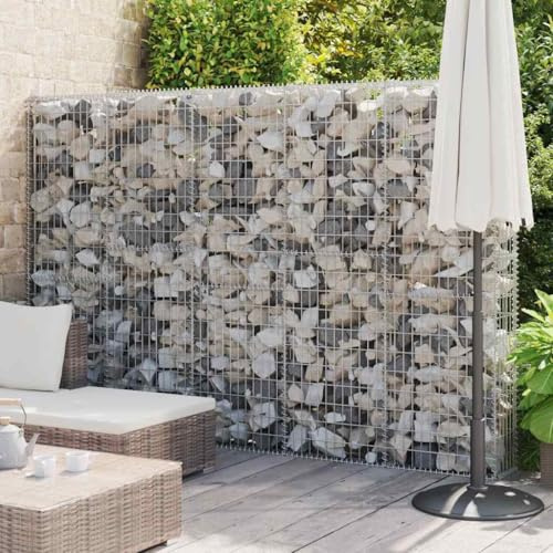 Emmtore Gabionenwand mit Abdeckung Verzinkter Stahl Gabione Steingabionen Steinkorb Gabionen Wand Drahtkorb Draht Mauer Verzinkter 300x30x200 cm