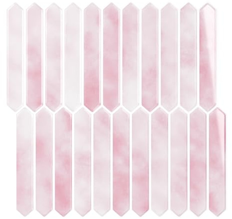 VEELIKE Piastrelle Adesive Vinile Esagonali Marmo Rosa Decorazione Piastrelle Adesive Bagno Autoadesivi Mattonelle Adesive Cucina Impermeabili Paraschizzi Decorativa Lavanderie 6 Pezzi 30.5cm x 30.5cm