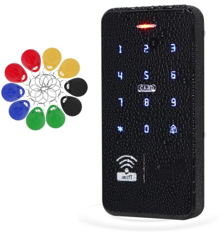 AccessShield Tuya wasserdichte Zugangskontrolltastatur, Sicherheitssystem, intelligente Fernbedienung, inklusive 10 Schlüsselringen (Schwarz (10ID))