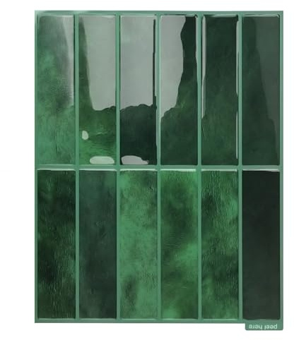 Trafagala Kitchen Stick on Tiles Dark Green Vinyl Self Adhesive Wall Tiles Stickers Kitchen Tile Self Adhesive Splashback for Bathroom Sink, Rectangle Subway 10-Sheet, (29x23cm)