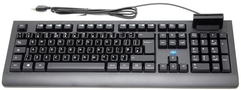 SIMPLETEK - USB keyboard with integrated CNS Smart Card Reader - QWERTY layout stickers UK English Preapplied - for health card