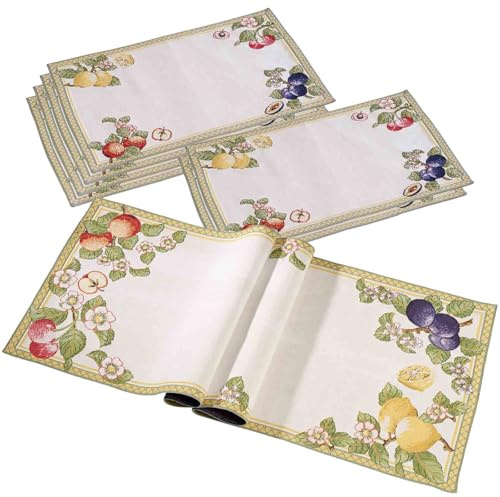 Villeroy & Boch French Garden Gobelin Tisch-Set 7-teilig | Tischläufer & 6 Platzsets | Baumwolle