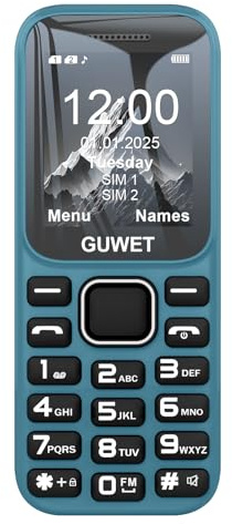 Guwet A2 2G Mobile Seniorenhandy ohne Vertrag, Großkapazitätsakku, Lange Standby-Zeit, Dual SIM mit Notruftaste, Rentner Handy große Tasten, Blau