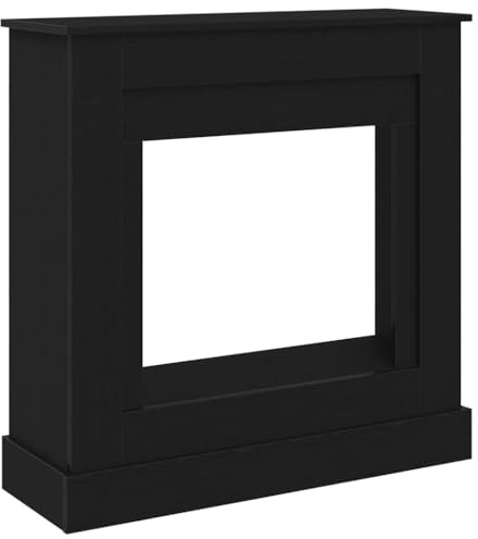 Kaminumrandung Schwarz Eichen-Optik 90x30x90 cm Holzwerkstoff Kamin Ofen Zubehör Feuerstelle Schwedenofen Kachelofen Funktionale Ablage Wohnzimmer Terrasse