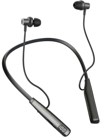 Neckband Bluetooth Earphones 5.4 Wireless with Mic, LED Battery Display | 100H Playtime, 3 Sound Modes, Type-C Fast Charging, Magnetic Earbud Soft Silicone Neckband Headphone for Running Gym Travel