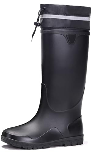 Stivali da Pioggia Alti Riflettenti: per Viaggi Lavori Edili Escursionismo - Stivali da Pioggia Antiscivolo Scarpe da Acqua E Stivali di Gomma