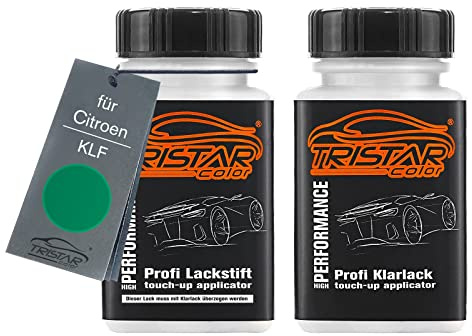 TRISTARcolor Pennarello ritocco per Citroen KLF Blue Light + trasparente | Vernice per auto, Kit vernice di base + trasparente, Flaconi di vernice con pennellino, 50ml cad.