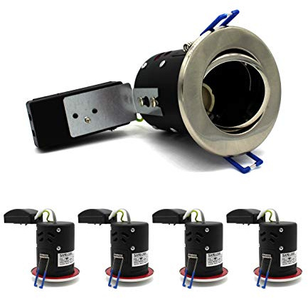 sanlumia 4 X LED Fire Rated Downlight Can GU10 Recessed Ceiling Twist & Lock Interchangeable Tilted Downlight IP20 Santin Nickel