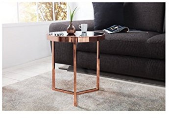 Lnxp Designer Couchtisch Glastisch Rund Runder Tisch Beistelltisch in Kupfer schwarz Retro Art Deko