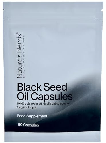 Nature's Blends 60 x 500mg Cold Pressed Black Seed Oil Capsule - Pure Ethiopian Nigella Sativa Black Seed Oil Capsules - Premium Black Seed Oil for Hair Growth