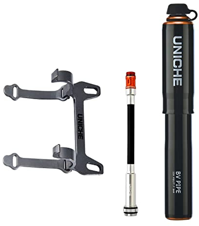 UNICHE Tech BV Mini Bike Pump with Gauge, Big Volume Frame Pump | 110 PSI, Presta & Schrader Valve Compatible, Aluminum Construction, Portable Bike Pump for MTB, Gravel Bike, Tubeless Tire