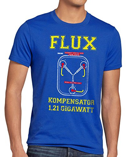 style3 Flux Kompensator Herren T-Shirt Game Gamer Zukunft Zurück Zeitreise, Größe:L;Farbe:Blau
