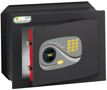 YALE Cassaforte a muro Y3260525 nera, con accessso digitale programmabile, Dimensioni: 46x34x24 cm