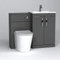 1000mm Modern Indigo Grey Gloss Bathroom 2 Doors Minimalist Vanity Unit Basin Sink & Slim Cesar Pan + Toilet Furniture Set