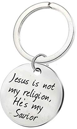Bishilin Schlüsselanhänger Beste Freunde für 1 Dog Tag mit Gravur Jesus is not My Religion Edelstahl Damen Herren Schlüsselanhänger
