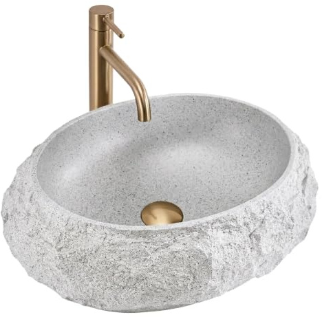 Rea, Aufsatzwaschtisch aus Mika, Beige, 48 x 38 x 11,5 cm