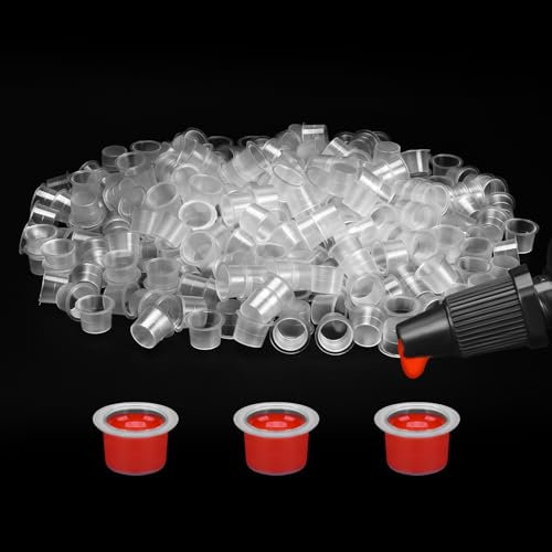 ATOMUS Tattoo Farbkappen Cups M 300 Stück Tattoo Kappe Inks Cups Transparent Pigment Cap Kunststoff Tinten Tasse Tattoo Zubehör Einweg