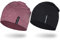 EMPIRELION 9 multifunktionale leichte Beanie-Mützen Running Skull Cap Radsport-Kappen Helmfutter Helm Unterziehmütze Schlaf Kappen für Herren Damen (Rubin Wein Mel.+Schwarz)