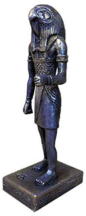 Mankvis Alte Ägyptische Horus Statue, Harz Horus Skulptur Modell Nachahmung Metallfarbe Büro Desktop Weinschrank Bar Dekoration Ornamente 21 × 8 × 7CM