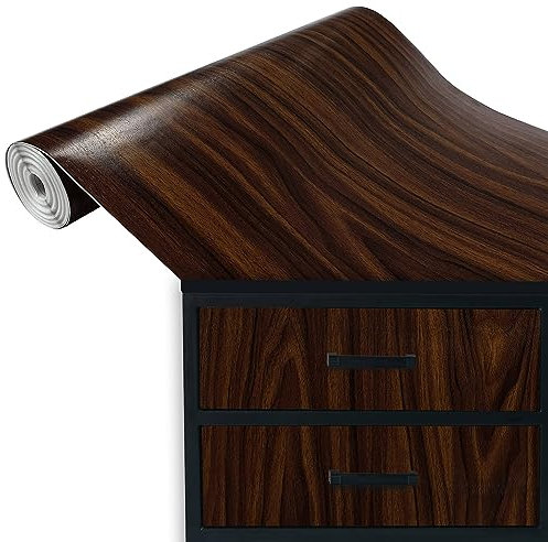 Klebefolie Möbel 67,5x100 cm | Selbstklebende Möbelfolie in Holzoptik - wasserfest und zuschneidbar | Folie für Möbel ideal zum Renovieren von Schränken, Türen und Arbeitsplatten | Walnuss Dunkelbraun