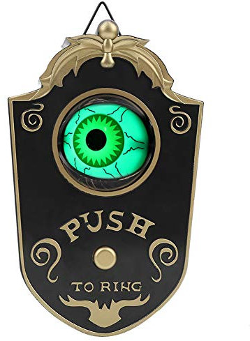 Mxtech Tocca Il Campanello Campanello con Un Occhio di Halloween, Acciaio Inossidabile, Campanello di Halloween in plastica, Comoda(P018 One-Eyed doorbell Black)