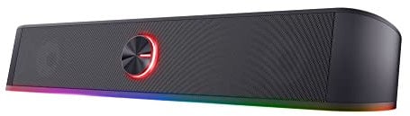 Trust Gaming Stereo Soundbar mit RGB Beleuchtung GXT 619 Thorne - Computer Boxen, 2.0 Lautsprecher mit RGB LED-Beleuchtung, Stromversorgung über USB, 12W, PC/Laptop, Schwarz