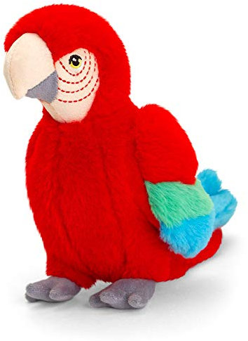 tachi Plüschtier Ara sitzend, Kuscheltier Papagei rot, Stofftier Vogel 20 cm aus 100% recycelten Plüsch