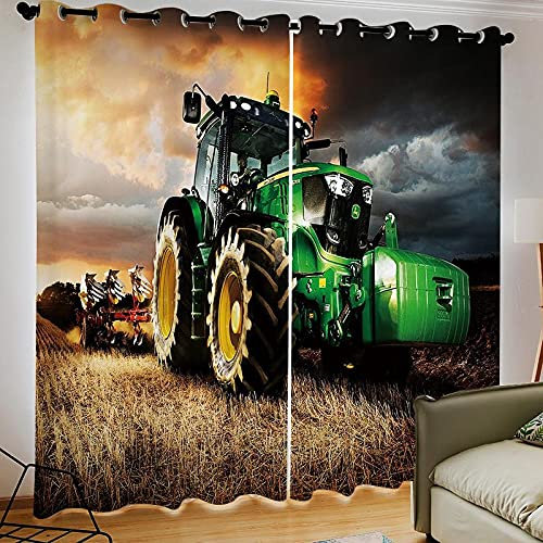 NBVGHJ Personalisieren Sie Farm Landwirtschaft Traktor 3D Blackout Vorhänge Schlafzimmer Wohnzimmer Home Dekoration Für Kinder Kinder Jungen (B) 150 × (H) 180 cm